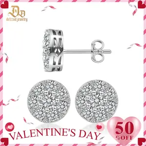 Delzzad Dazzling Round Cluster Earrings Butterfly Back Lab-Created Moissanite Stud Earring S925 Sterling Silver Moissanite Jewelry Perfect Birthday Mother’s Day Christmas Gift for Men Women Wedding Set