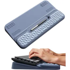 Wrist Rest with Keyboard Stand, Computer Wrist Support Pad, Ergonomic Keyboard Riser Holder Lift Tray with Wrist Pad, Soft Memory Foam Desk Cushion, Palm Hand Typing for Office Home Gift-Blue