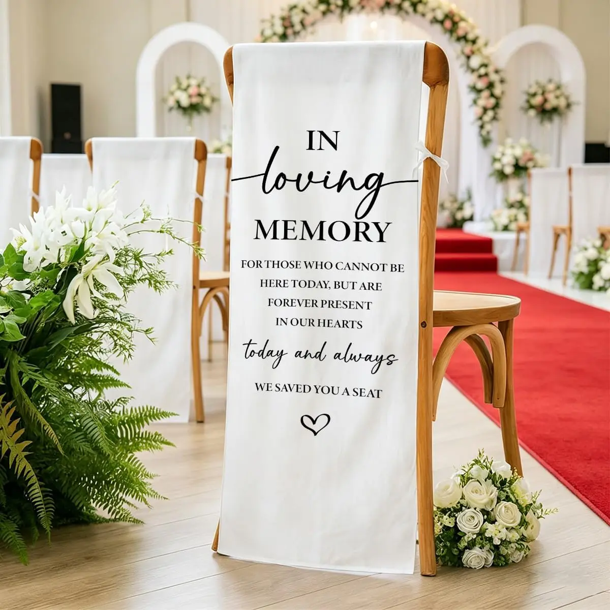 Memorial Reserved Signs for Wedding, In Loving Memory Wedding Chair Sign Decorations, We Saved You a Seat Remembrance Chair Cover Decor for Lost Loved Ones, Reserved seating signs 50 x 15 Inch