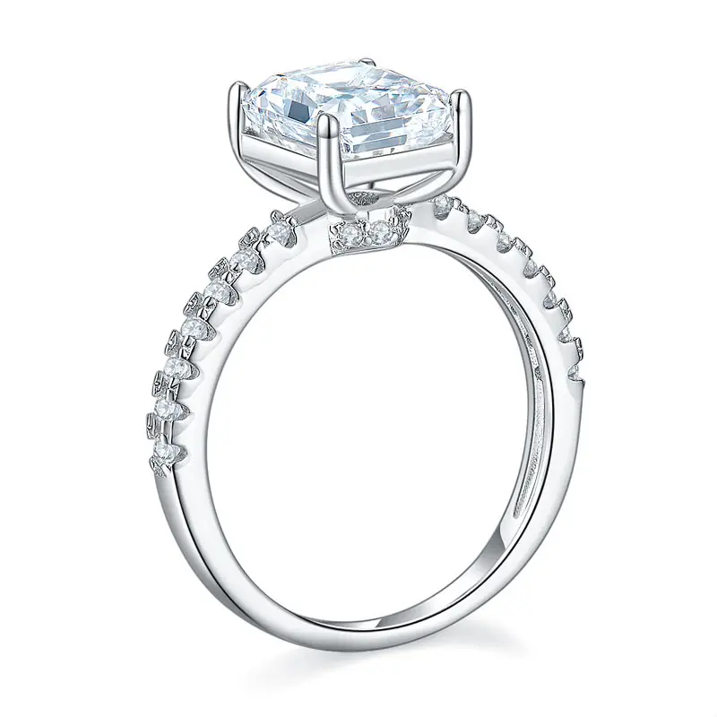 Women's 3 Carat Princess Cut 925 Sterling Silver Solitaire Engagement Ring - Female Rectangle Promise Ring, Gift-Ready with Luxury Gift Box, Mirror-Bright Shine, US Size 4/8