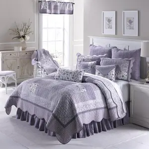 American Heritage Textiles  91 x 91 in. Lavender Rose 3 Piece Cotton Quilt Set, Multi Color - Queen Size