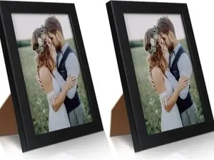 2 Pack 5x7 Picture Frame, Black Picture Frame for Wall and Tabletop Display, Resistant Plastic Photo with Clear Plexiglass for Vertical or Horizontal Display