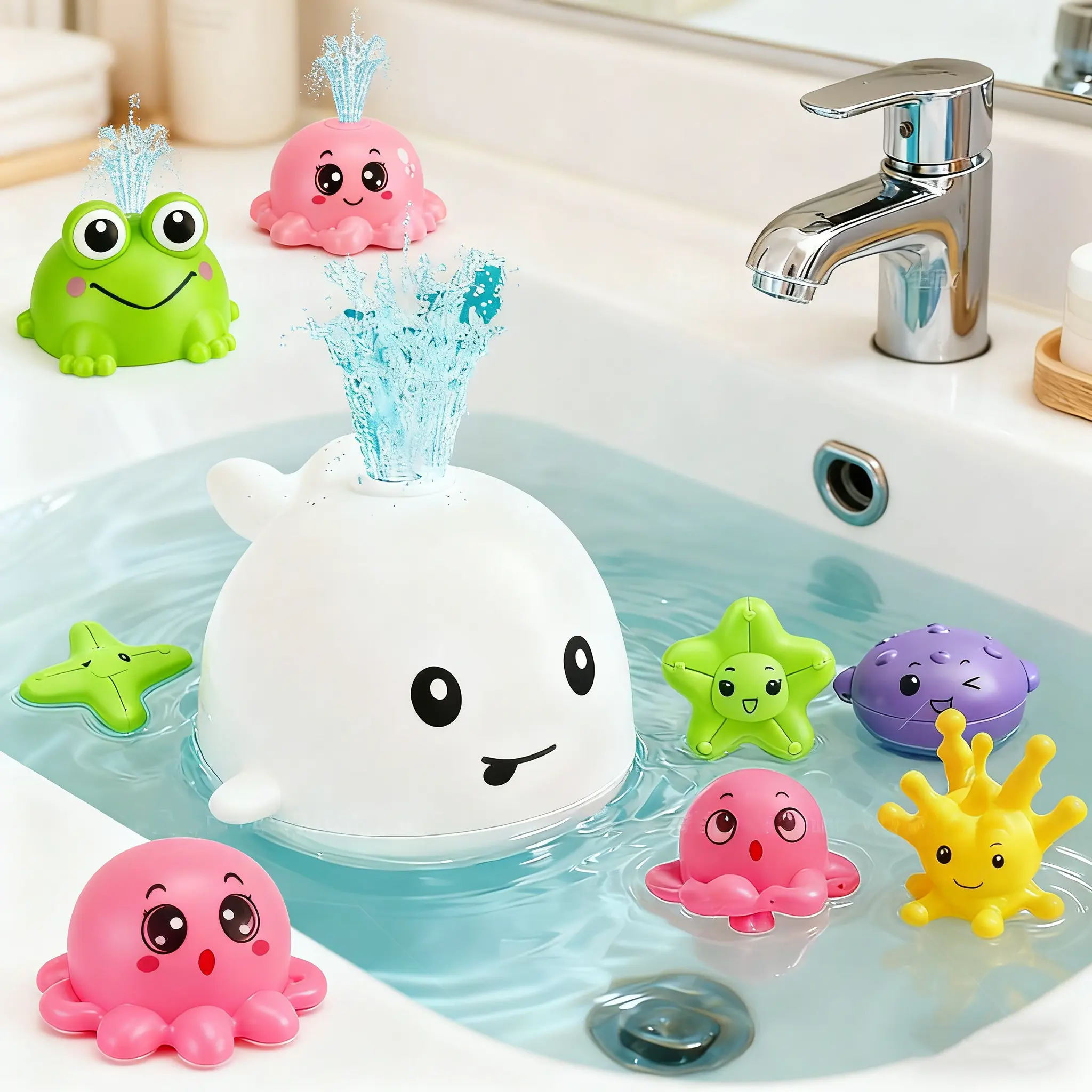 Cute Frog Water Spray Bath Toy with Water-Squirting Head - Interactive Bathtime Play Item for Young Kids (Toys & Hobbies, Games & Puzzles, Board Games Category)