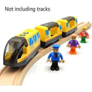 TOPMAYA Battery Train Magnetic Connection Inter City Train with Figures for Wooden Train Track Toys Locomotive Train Toys for Toddlers 3 4 5 Year Old Kids (No-Include Battery and Track)