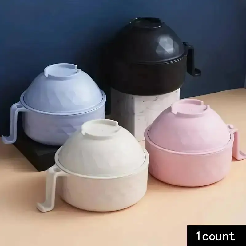 Instant Noodle Bowl with Chopsticks & Fork & Spoon, 1 Count 2 in 1 Ramen Noodles Bowl with Handle, Multipurpose Tableware for Home Kitchen Dining Room