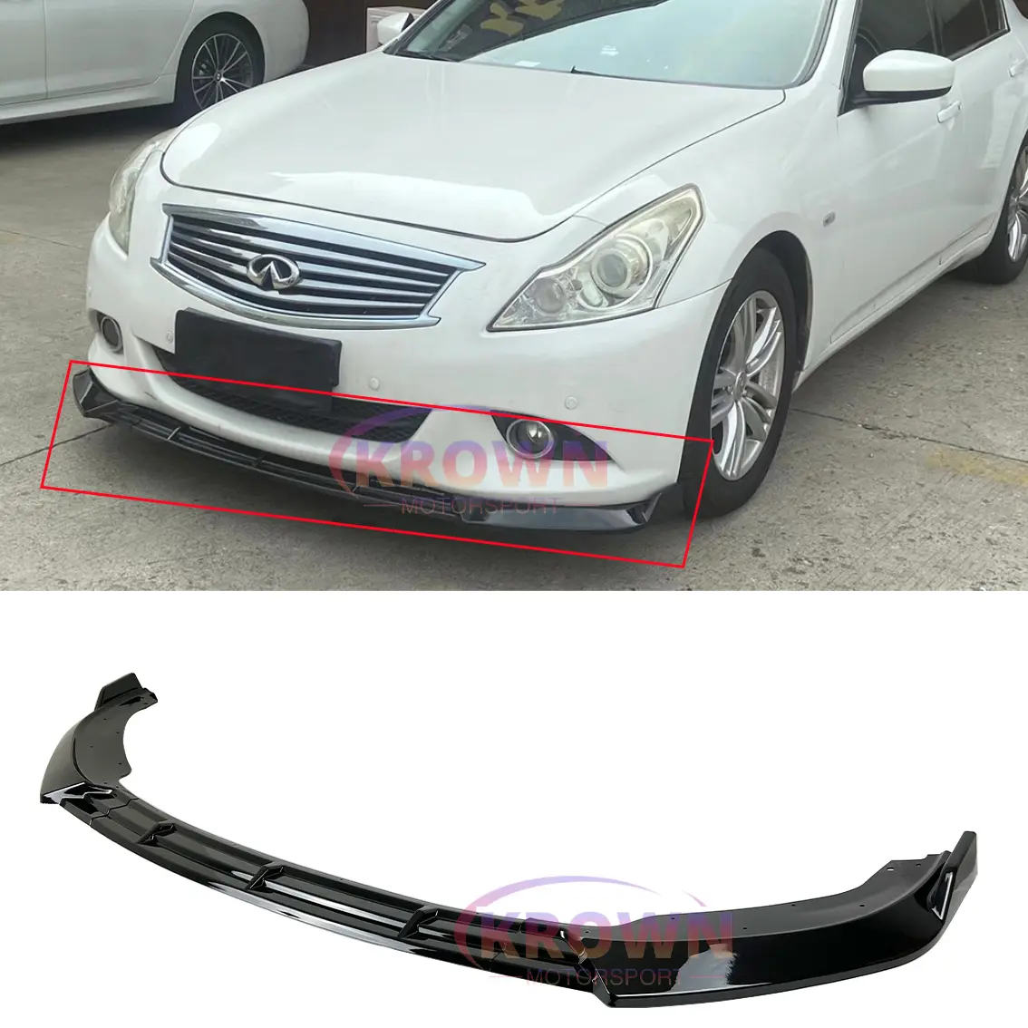 FITS 2010-2013 INFINITI G37 SEDAN PERFORMANCE STYLE GLOSS BLACK FRONT BUMPER LIP