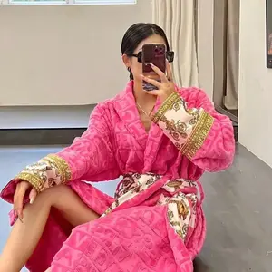 Fashion Autumn Winter Couple Robes - Long Sleeve Adult Bathrobe with Sashes Pockets, Men Women Homewear Pajamas