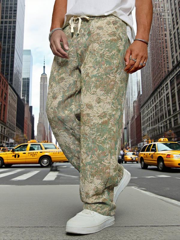 Men's Floral Pattern Pants, Street Fashion Trousers for Daily Wear, Men's Bottoms for All Seasons, Casual Beach Pants