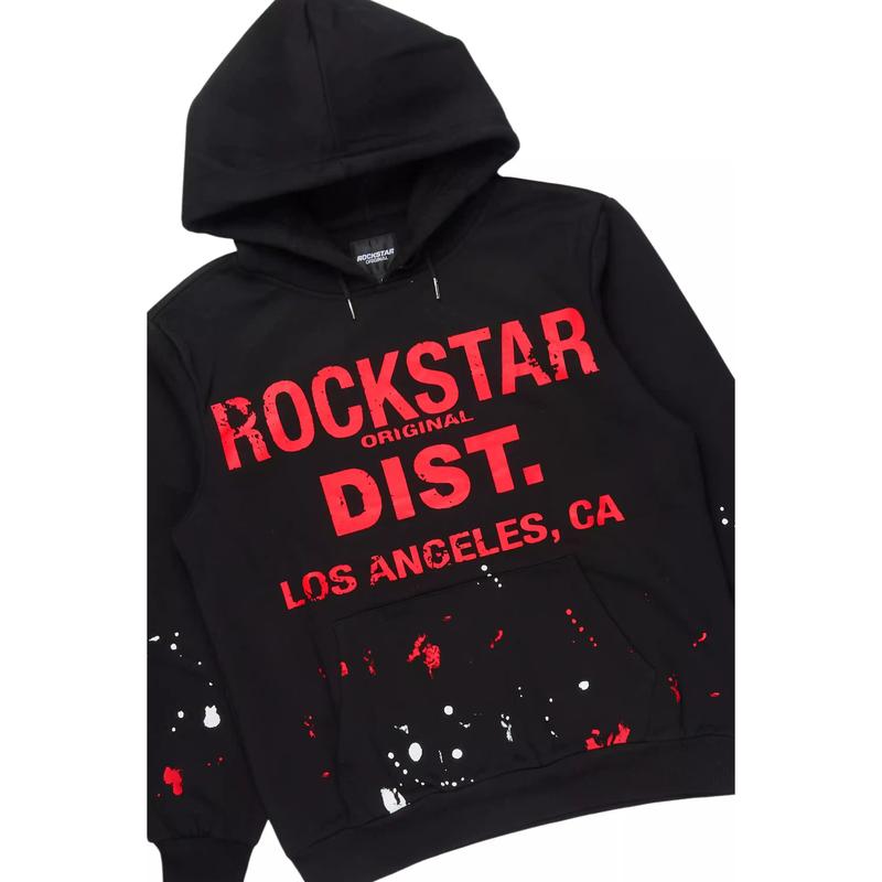 Scottie Black/Red Paint Splatter Hoodie/Stacked Flare Pant Set
