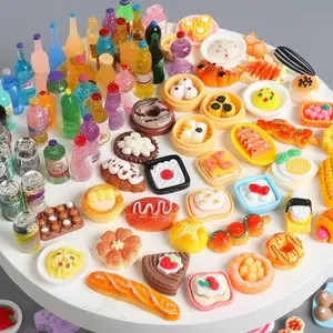 50-Piece Miniature Food Set — Realistic Resin Miniatures featuring Snacks, Beverages, and Wine Bottles; Perfect as Pocket-Sized Dollhouse Decorations, or as Mini Resin Charms for DIY Crafts, Phone Case Embellishments, and Role-Playing Games.