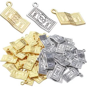 60pcs Money Charms Pendant Alloy 100 Dollars Bill Charms for DIY Bracelets & Necklace Jewelry Making Craft Supplies