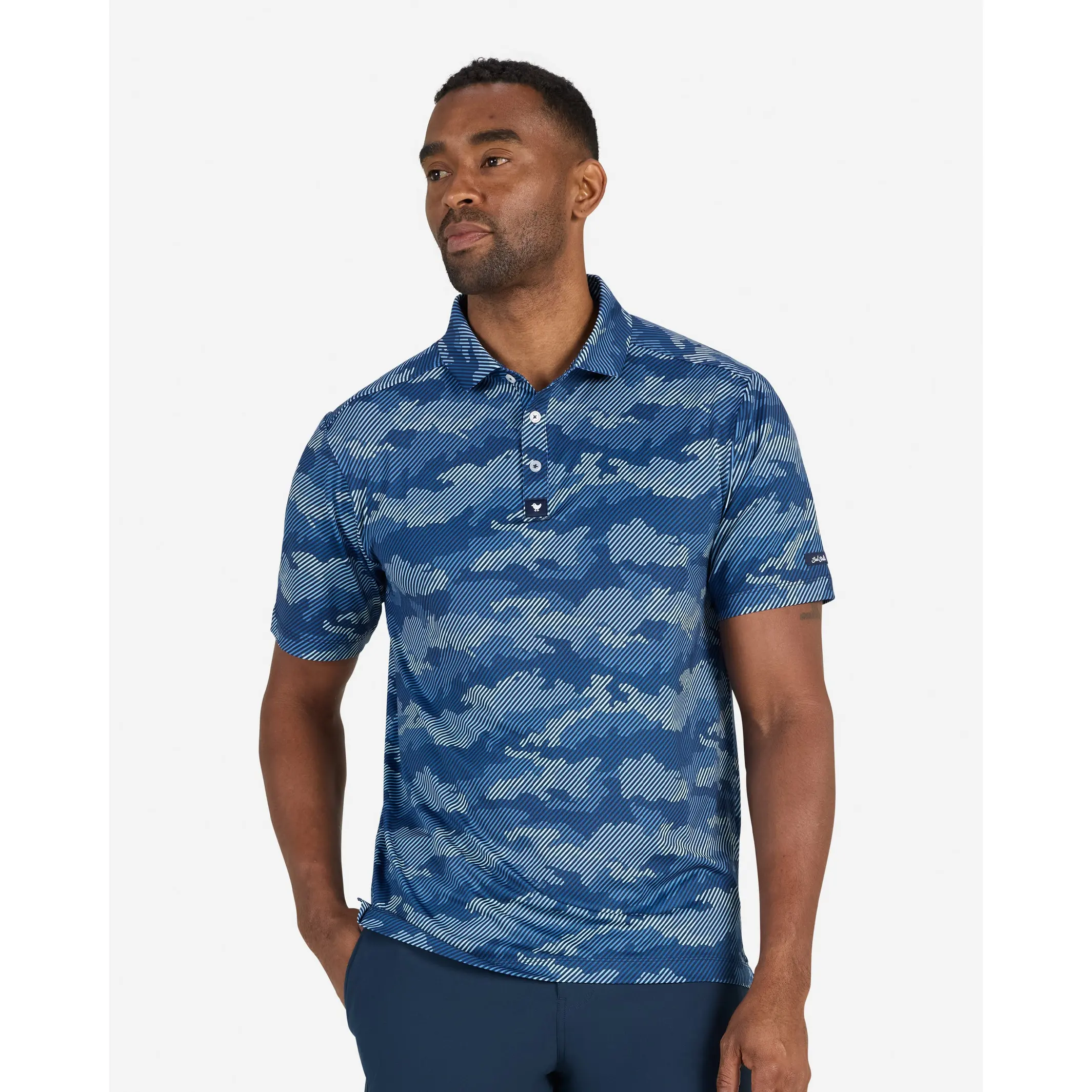 Bad Birdie Men's Golf Polo Shirt - Sporty Chic Smart Casual Printed Top with Moisture-Wick, 4-Way Stretch, UPF 50, Quick Dry, Anti-Odour, Breathable Synthetics Fabric for Golf Play