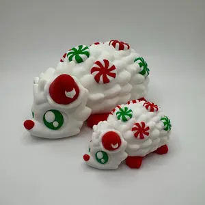 3D Printed Christmas Hedgehog • Holiday Peppermint Hedgehog • Small or Large Size