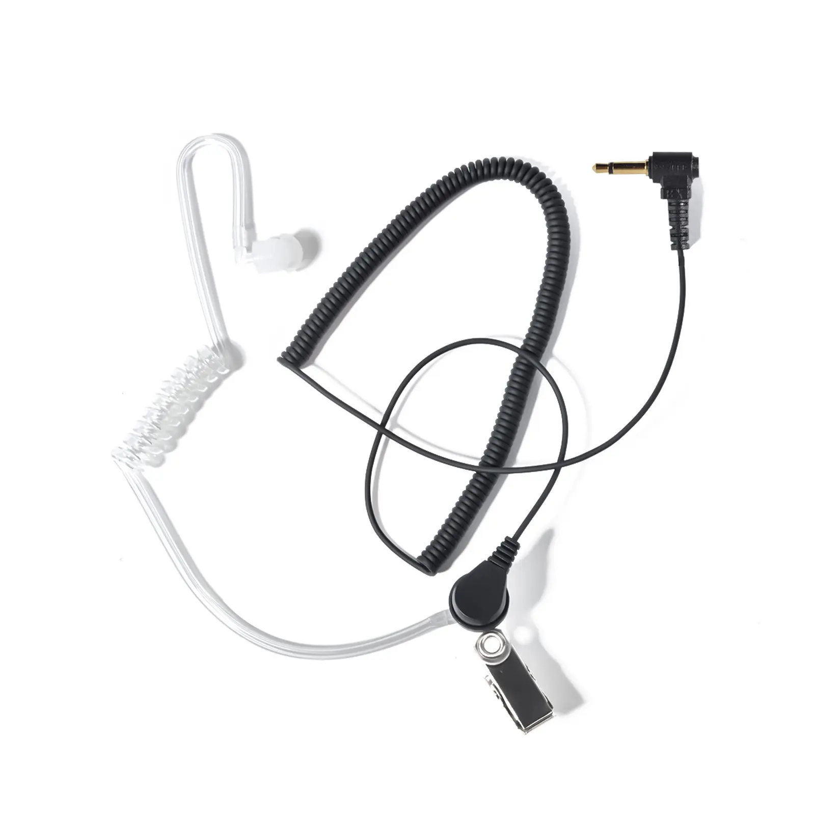3.5mm Receiver/Listen Only Surveillance Headset Earpiece with Clear Covert Acoustic Coil Tube Earpiece Compatible with Walkie Talkie Transceivers and Radio Speaker Mics Jacks for Security, Police and Law Enforcement Use