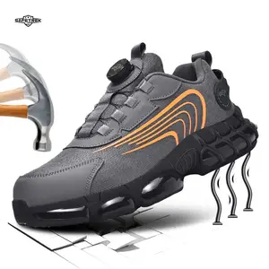 SAFETREK Men's and Women's Steel Toe Work Sneakers, Lightweight and Comfortable Work Safety Shoes, Men's and Women's Non-Slip Casual Walking Sneakers Breathable Mesh Footwear Boy Closed Worker Decor Black