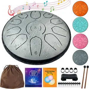 Steel Tongue Drum Musical Sd  Instruments for Adults, 6 Inches 11 Notes Rain Drum for Outside Garden Camping Meditation Yoga Chakra Gifts,