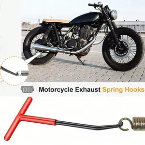 Motorcycle Exhaust Spring Hook T-Shaped Handle, Exhaust Pipe Spring Puller Installer Hooks, Repair Tool for Springs Removal, Exhaust Spring Remover, Motorcycle Exhaust Tools