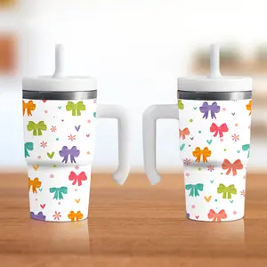 Cute Bows Spill-Proof 20oz Tumbler with Double-Walled Stainless Steel Construction & Kid-Friendly Silicone Straw for Worry-Free Hydration