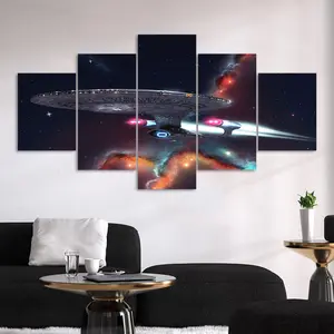 Star Trek Spacecraft Pattern Canvas Unframed Painting, 5 Counts/set Modern Wall Art Poster, Modern Art Design, Wall Art Decor for Home Living Room Bedroom Office, Ornaments