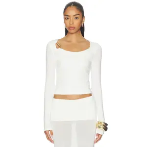 SNDYS Ashley Scoop Neck Top in White