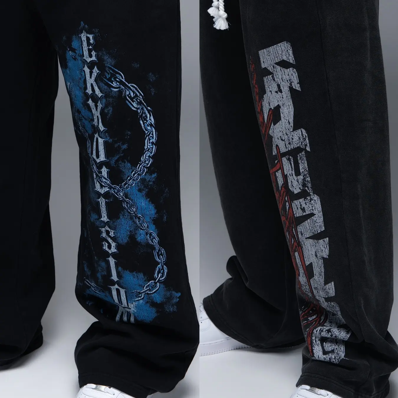 EKKO Oversized Graphic  Acid Wash Fleece Sweatpant