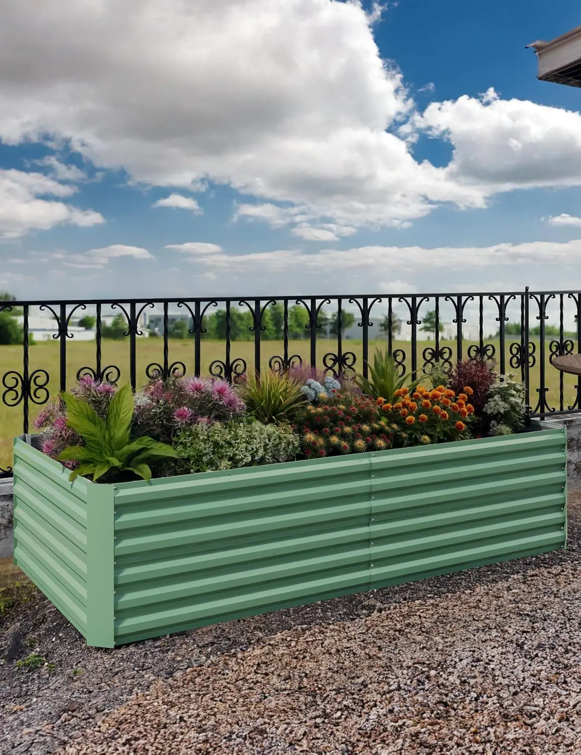 Gaomon Galvanized Steel Raised Garden Bed - 6x3x2 Ft Square Frame Outdoor Planter Box for Balconies Gardening, Rust-Resistant, Soil Drainage, Easy Assembly with Hardware & Assembly Guide (Green), Includes Hardware