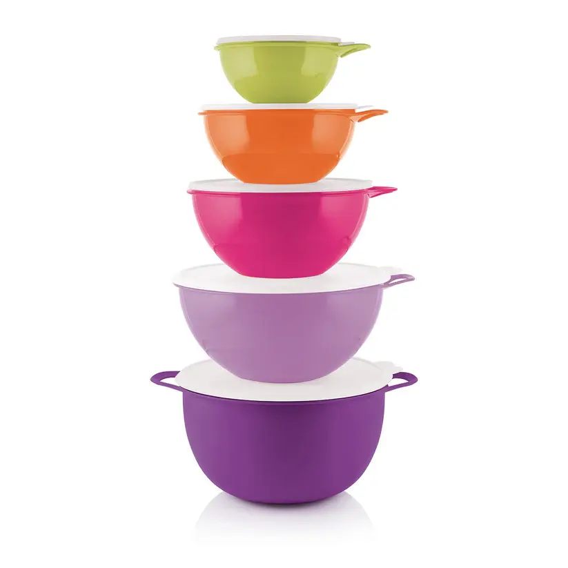 Tuppperware Thatsa Bowl Set - Airtight Plastic Tableware with Ergonomic Thumb Handle & Textured Interior - 600mL to 10L Sizes - Perfect for Prepping, Serving, and Storage