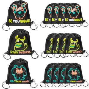 12" x 15" Medium Doodle Monster Nonwoven Drawstring Backpacks - 12 Pc.