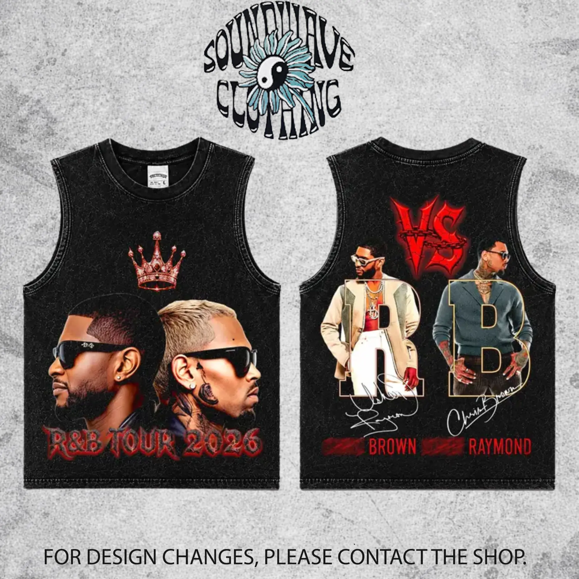 [SWW] The R&B Tour 2026: Raymond & Brown #4 Premium Acid Washed 100% Tank Top T-Shirt, R&B Music Duo Graphic Tee, Urban Hip Hop Soul Streetwear Shirt, Concert Tour Merch, Gift for R&B Fans, Vintage Music Tee