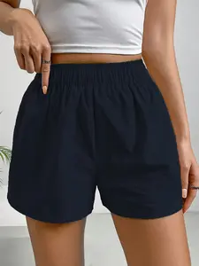 Women's Summer Plain Loose Casual Fashion Athleisure Shorts, Beach Vacation Teacher, Back-To-School Shorts, Comfortable and Stylish