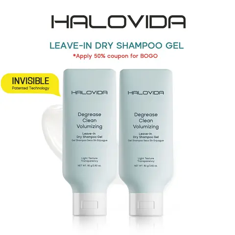 HALOVIDA Leave-in Light Hair Dry Shampoo Gel 2.28oz,No-Rinse Shampoo Gel,Instant Oil Absorption & Invisible Volume Boost,Long-Lasting Oil Control,Soothing & Comfort,Affordable,4D hyaluronic acid,#backtoschool