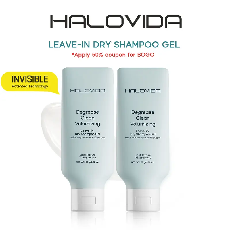 HALOVIDA Leave-in Light Hair Dry Shampoo Gel 2.28oz,No-Rinse Shampoo Gel,Instant Oil Absorption & Invisible Volume Boost,Long-Lasting Oil Control,Soothing & Comfort,Affordable,4D hyaluronic acid,#backtoschool