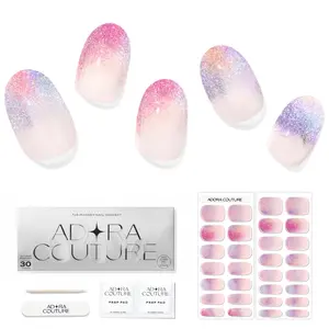 Adora Couture Confetti Daydream Semi Cured Gel Nail Strips | Glitter Ombre Pastel Gradient Glossy Design