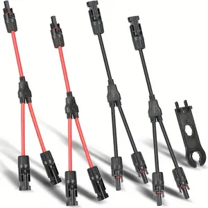 2 Pairs Y Branch Solar Connectors 20A Parallel Adapter Cable Kit for Solar Panel