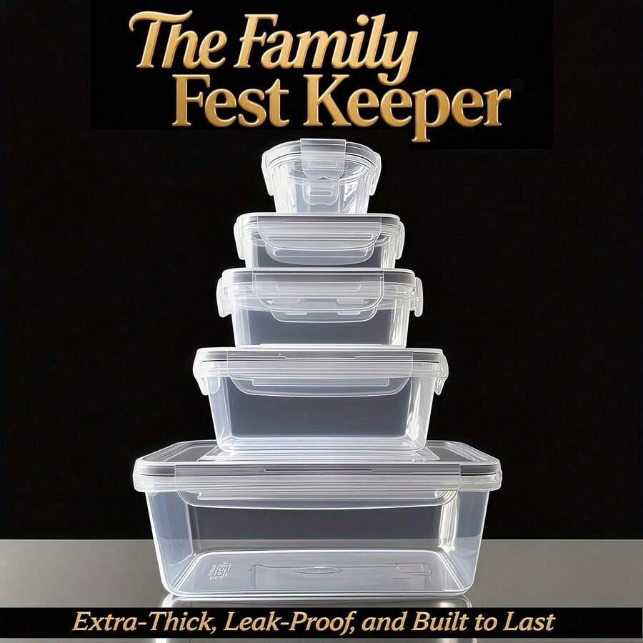 GHQ 40-Piece Set With Airtight Lids Lunchbox Combo, Food Storage Containers, Leak-Proof Leftovers Container, Stackable Freezer/Microwave/Dishwasher Lunchboxes (20 Rectangular + Round + 20 Lids)