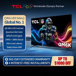 TCL QM6K Series QM6K(55",65",75",85",98") Mini LED QLED 4K HDR 2025 Model 120Hz Smart Google TV With Stand Dolby Atmos Onkyo Audio Voice Remote Alexa Gaming Streaming Television
