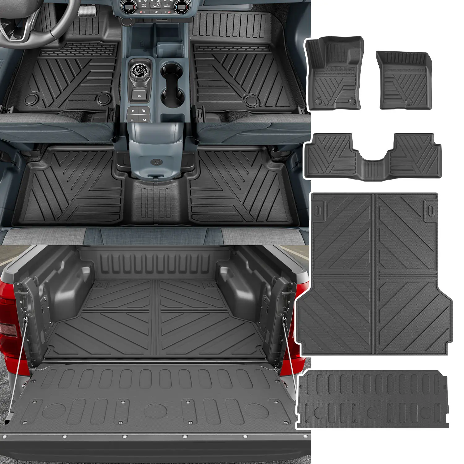 [Fits 22-26 Maverick] Gas Floor Mat Compatible with 2022-2026 Ford Maverick Truck Bed Mat Liner Cargo Liner TPE Tailgate Mat Replacement for 2022-2024 2025 2026 Ford Maverick Accessories