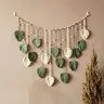 Bohemian Macrame Leaf Wall Hanging - Indoor Recreation Ornament, Rustic Home Decor, Unique Aesthetic Room Decor, House Accessories Gift for Mom, Bedroom & Kitchen Accessory