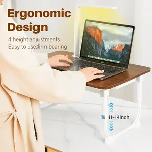 Laptop Desk for Bed Lap Desk with LED Desk Light Adjustable Tablet Bed Table with Foldable Legs Storage Drawer Breakfast Servin