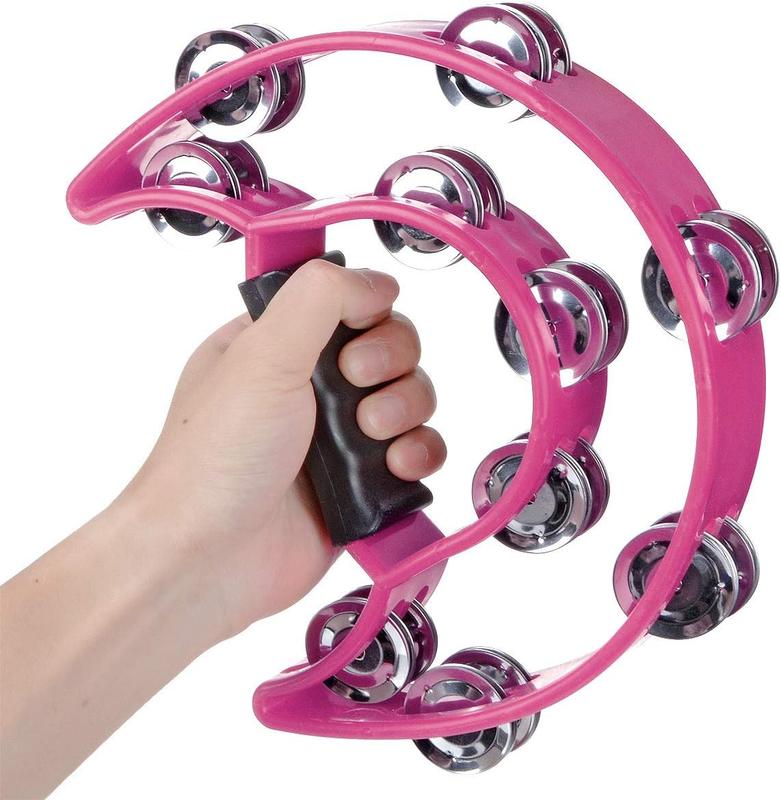 Multicolor Handheld Tambourine Double Row Jingles Ergonomic Grip Music Instrument