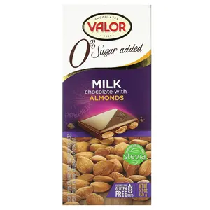Valor Chocolates, Milk Chocolate with Almonds, 0% Sugar Added, 5.3 oz (150 g)