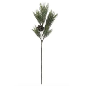 37" Long Needle Pine Stem w/one Pinecone & Pods