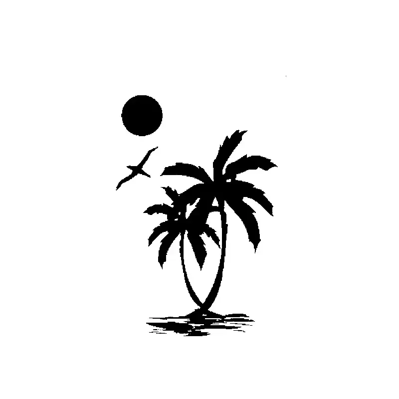 Car Sticker Interesting Sun Palm Tree Beach Original Delicate Nice Vinyl Sunscreen Anti-UV Decal,9cm*14cm