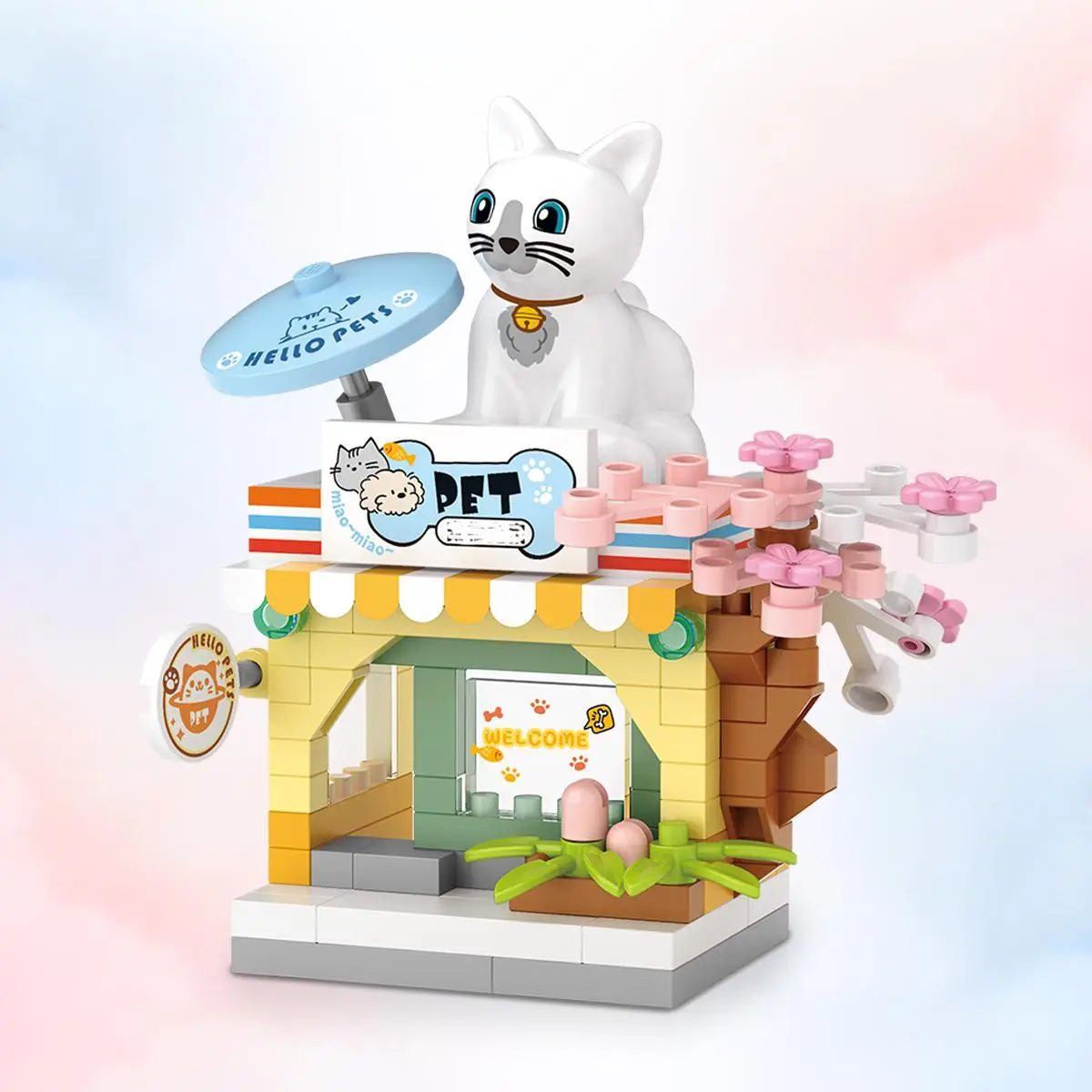 Cartoon Pet Shop Shaped Building Block Set Bricks, 120pcs/set Miniature Model Toy, Preschool Learning Toddler Building Toys, Creative Model Toy, Buildable Blocks Kit