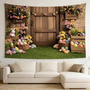 1pc Spring Easter Bunny & Blossoms Decorative Tapestry, Easter Banner - Photo Backdrop For Weddings, Birthdays, Anniversaries |     Versatile Indoor Outdoor Wall Hanging For Home & Garden, Lightweight & Easy To Hanging, For Wall Decoration, Party Backgrou