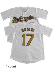 Men's Letter & Figure Patched V Neck Baseball Jersey, Loose Casual Comfortable Breathable Button Front Short Sleeve Baseball Top for Daily Wear, Men's Sportswear for All Seasons, Jersey Shirts