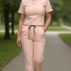 Miami Pink Edition Polycotton Spa Uniform for Estheticians Breathable Stretchy Fitted with Personalization Option Clothes Workwear Formal Womenswear