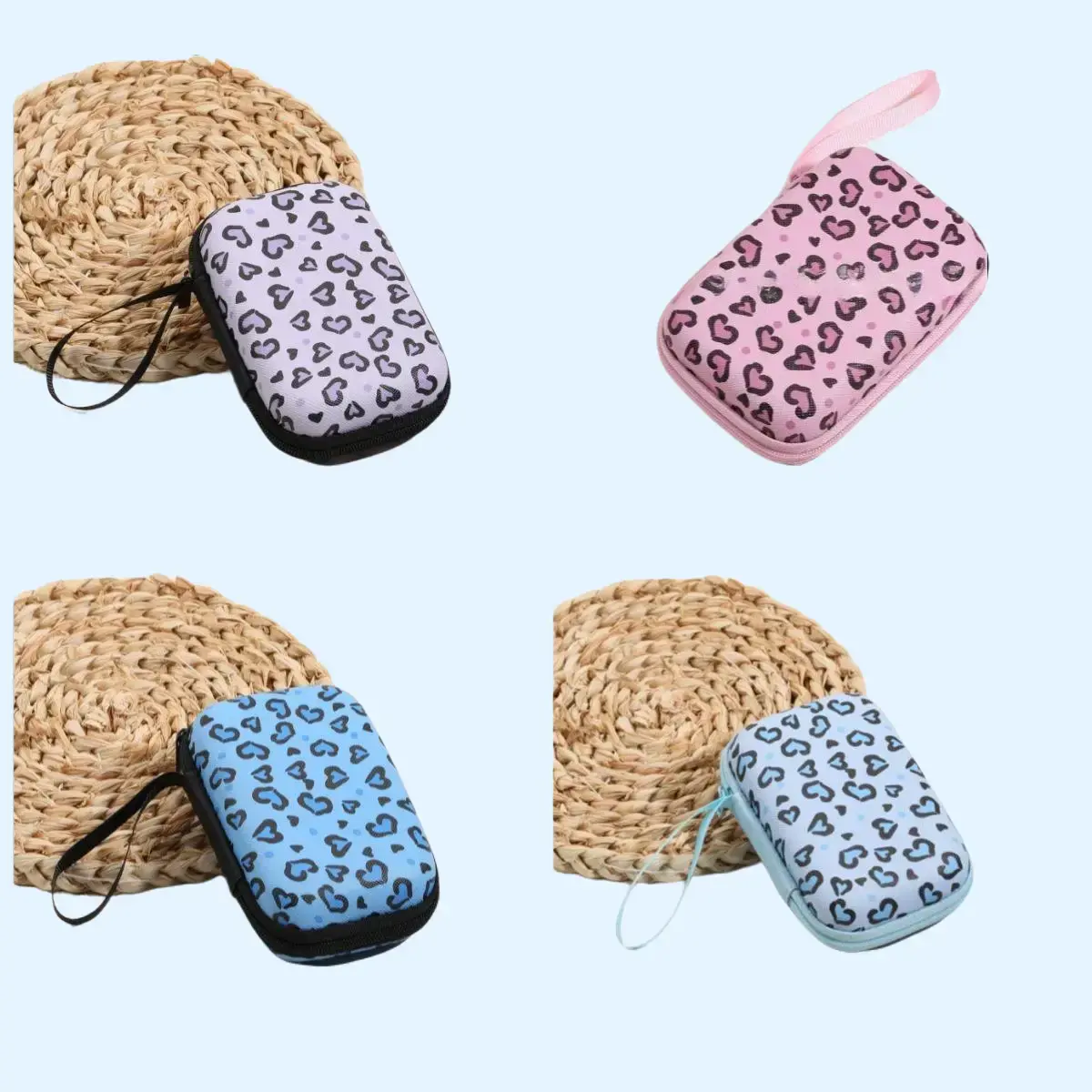 Hard Shell Storage Case in Pink Leopard Print, Impact-Proof & Lightweight Organizer for Earbuds, Cables, and Daily Commuting