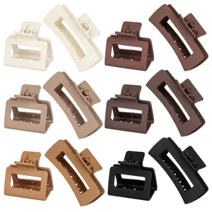 12 Pack Hair Clips，Large Rectangle Clips For Women(4in），Medium Square Claw for Thin Hair（2in），Matte claw Thick Hair, Neutral Colors and Strong Hold Jaw clips.
