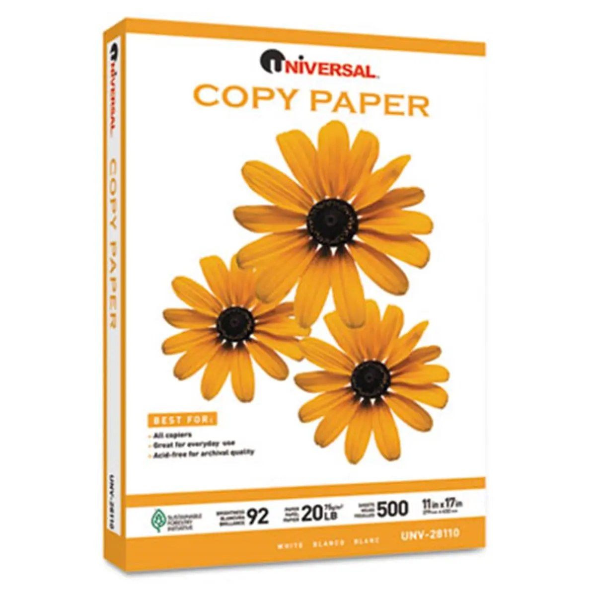 Universal Copy Paper- 92 Brightness- 20lb- 11 x 17- White- 500 Sheets/Carton